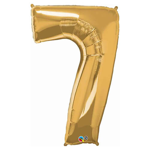 Party Balloons No. 7 Gold Super Shape Foil Balloon 33" 