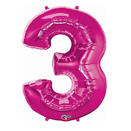 Party Balloons No. 3 Pink Super Shape Balloon L34