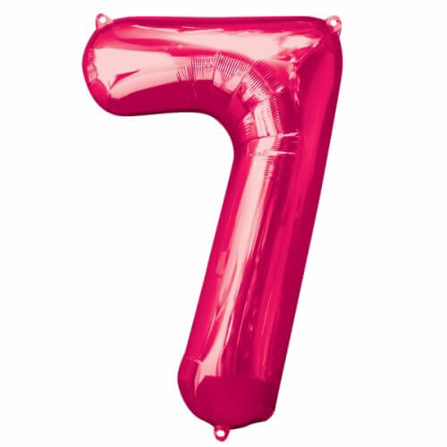 Party Balloons No. 7 Bright Pink Super Shape Foil Balloon