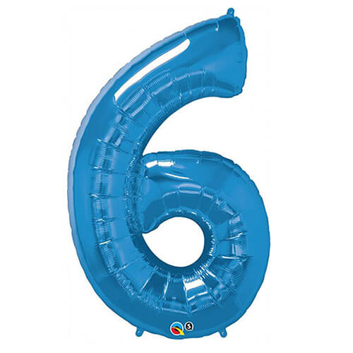 Party Balloons No. 6 Blue Super Shape Foil Balloon S55