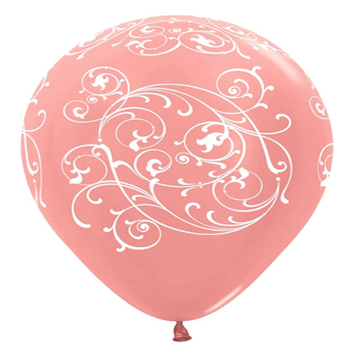 Party Balloon Filigree Rose Gold 11"