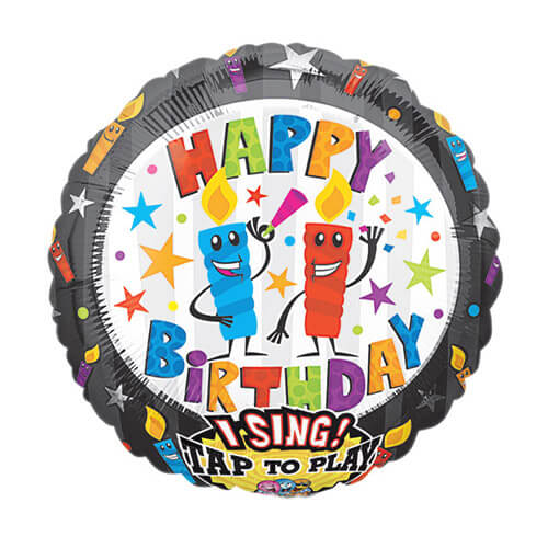 Party Balloon 28" Happy Birthday Candles Singing Foil Balloon P60