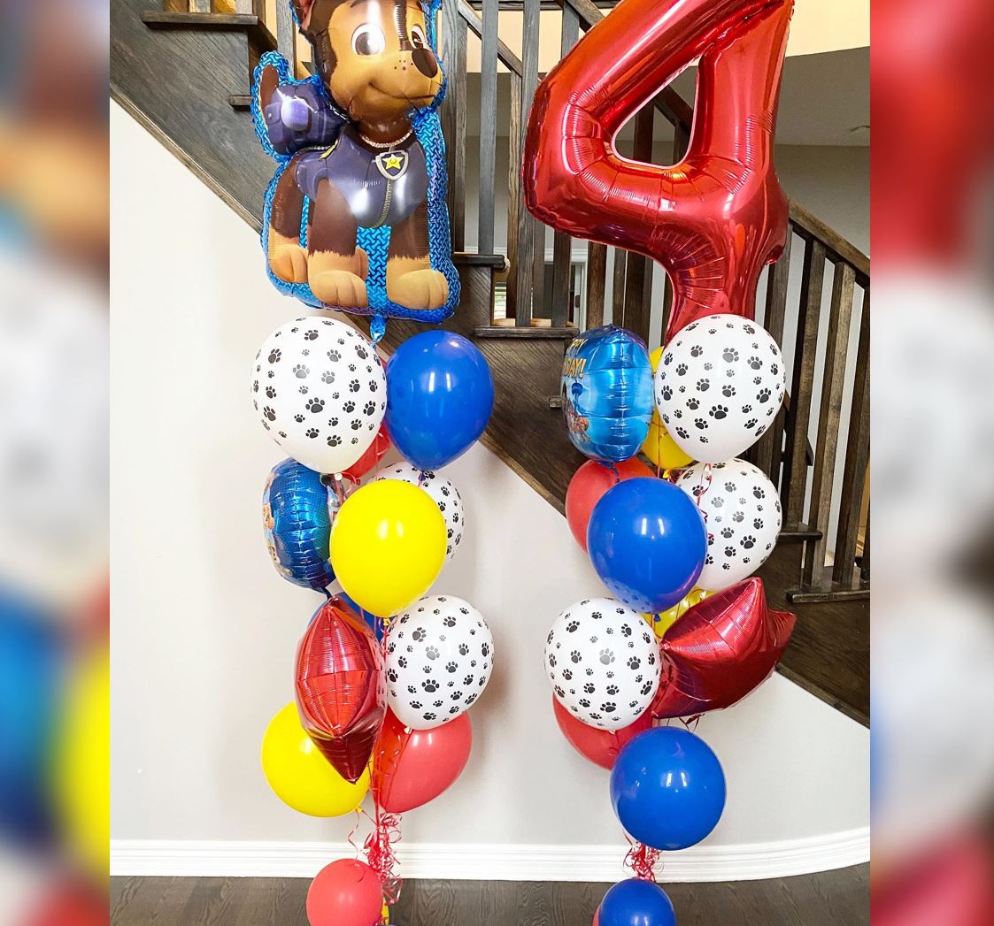 Paw Patrol Theme 4th Birthday Balloon Bouquet