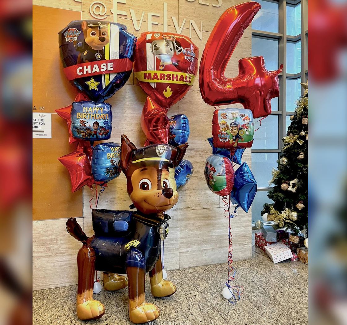 4th Birthday Paw Patrol Supershape And Airwalker Balloon BOuquet