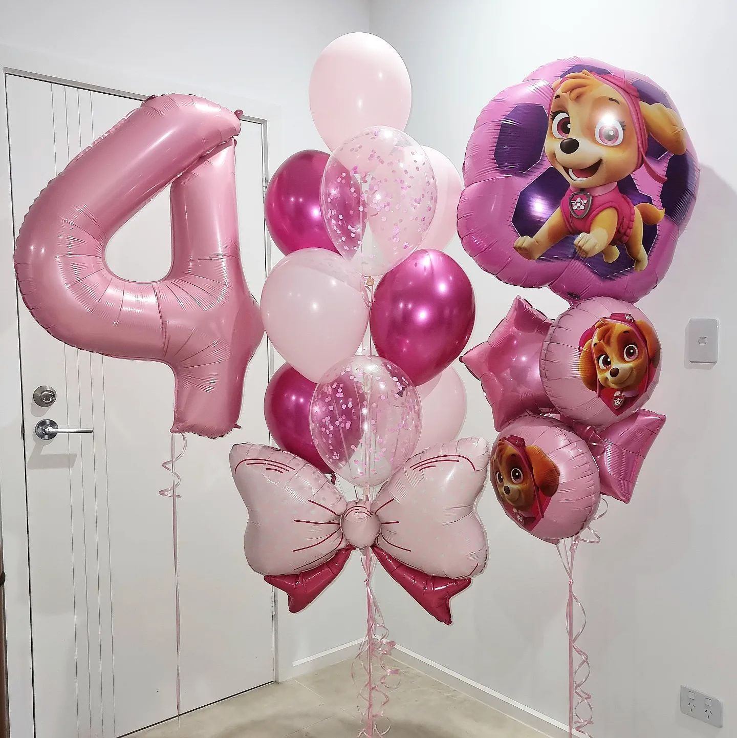 Paw Patrol Girls 4th Birthday Confetti Balloon Bouquet