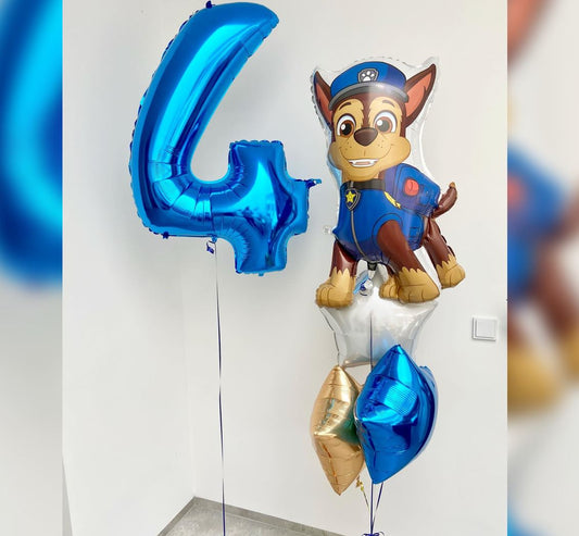 Paw Patrol And Stars 4th Birthday Balloon Bouquet