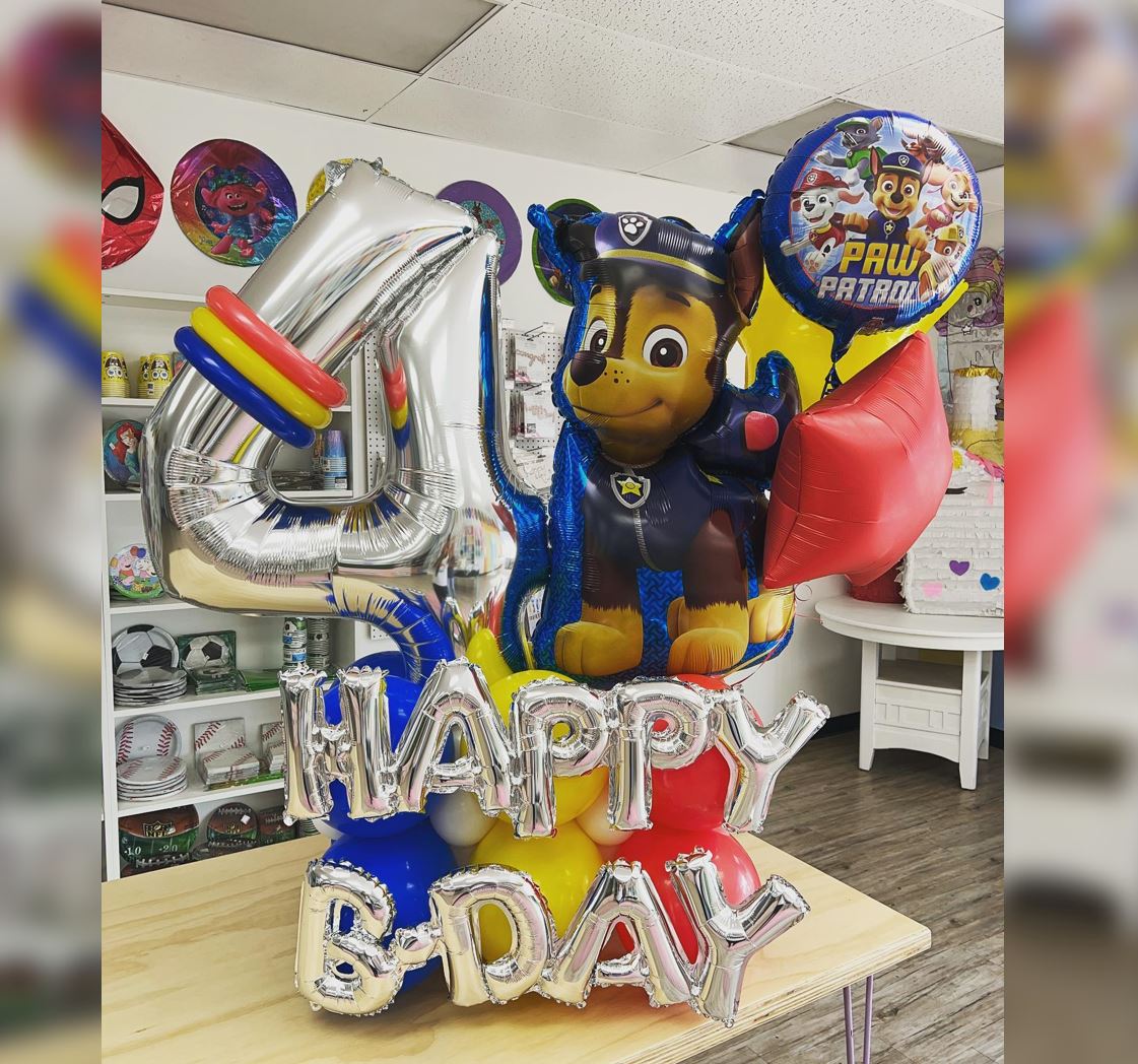 Paw Patrol Theme 4th Birthday Cluster Balloon Bouquet