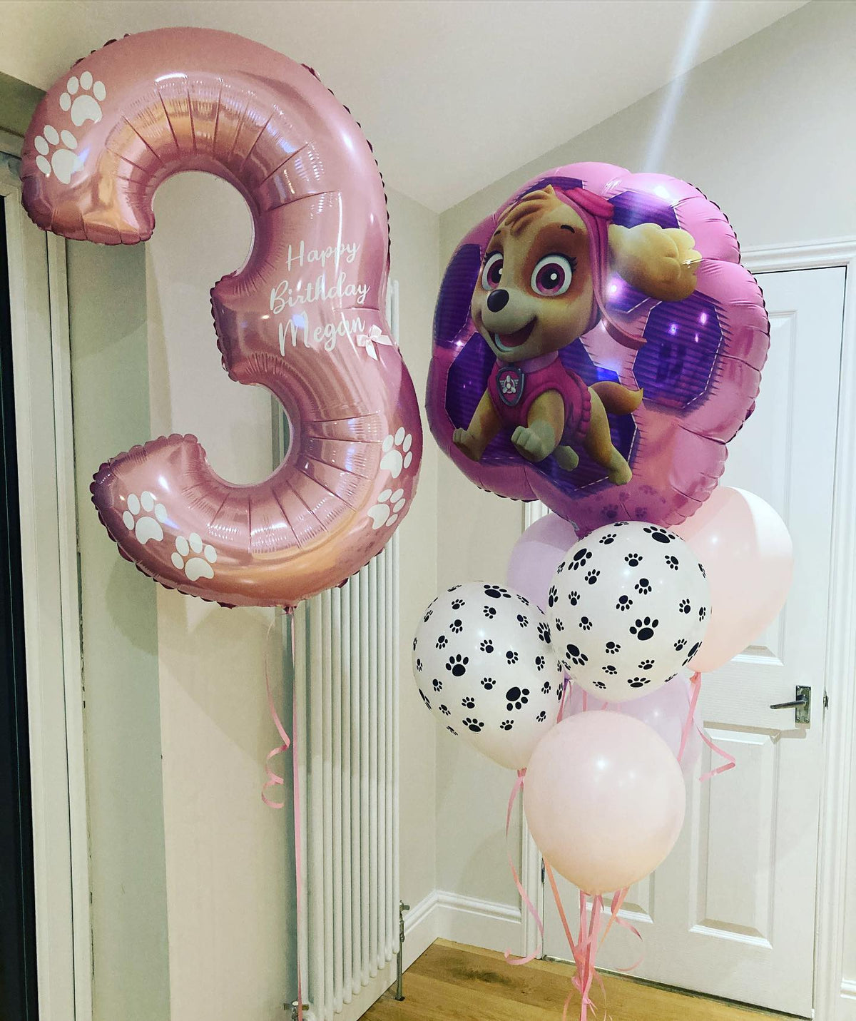 Paw Patrol Girl 3rd Birthday Balloon Bouquet