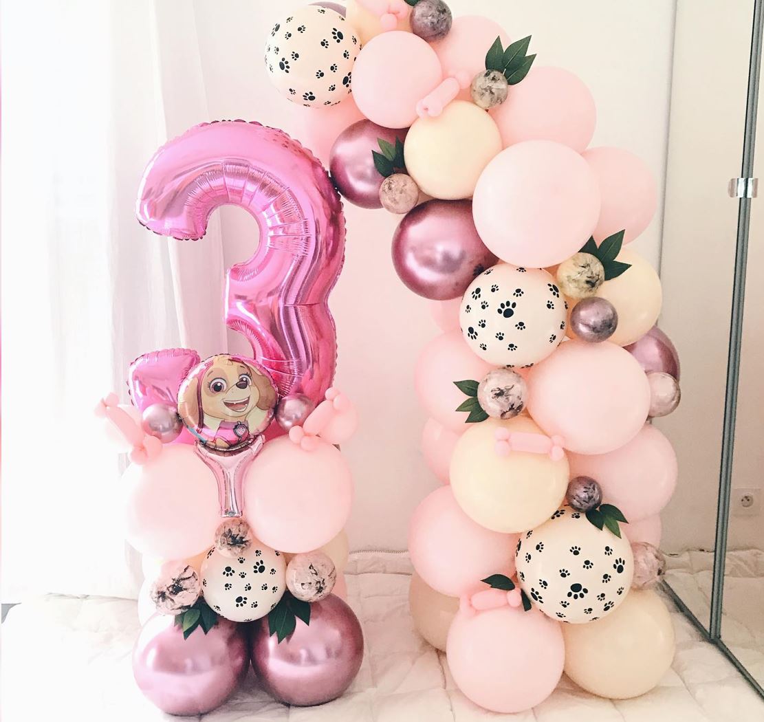 3rd Birthday Paw Patrol Girl Balloon Arch