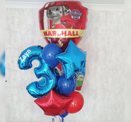 3rd Birthday Paw Patrol Supershape And Star Balloon Bouquet