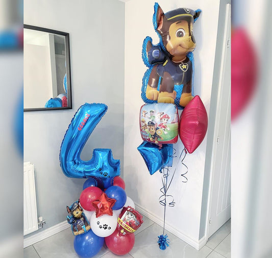 4th Birthday Paw Patro  And Stars Balloon Bouquet