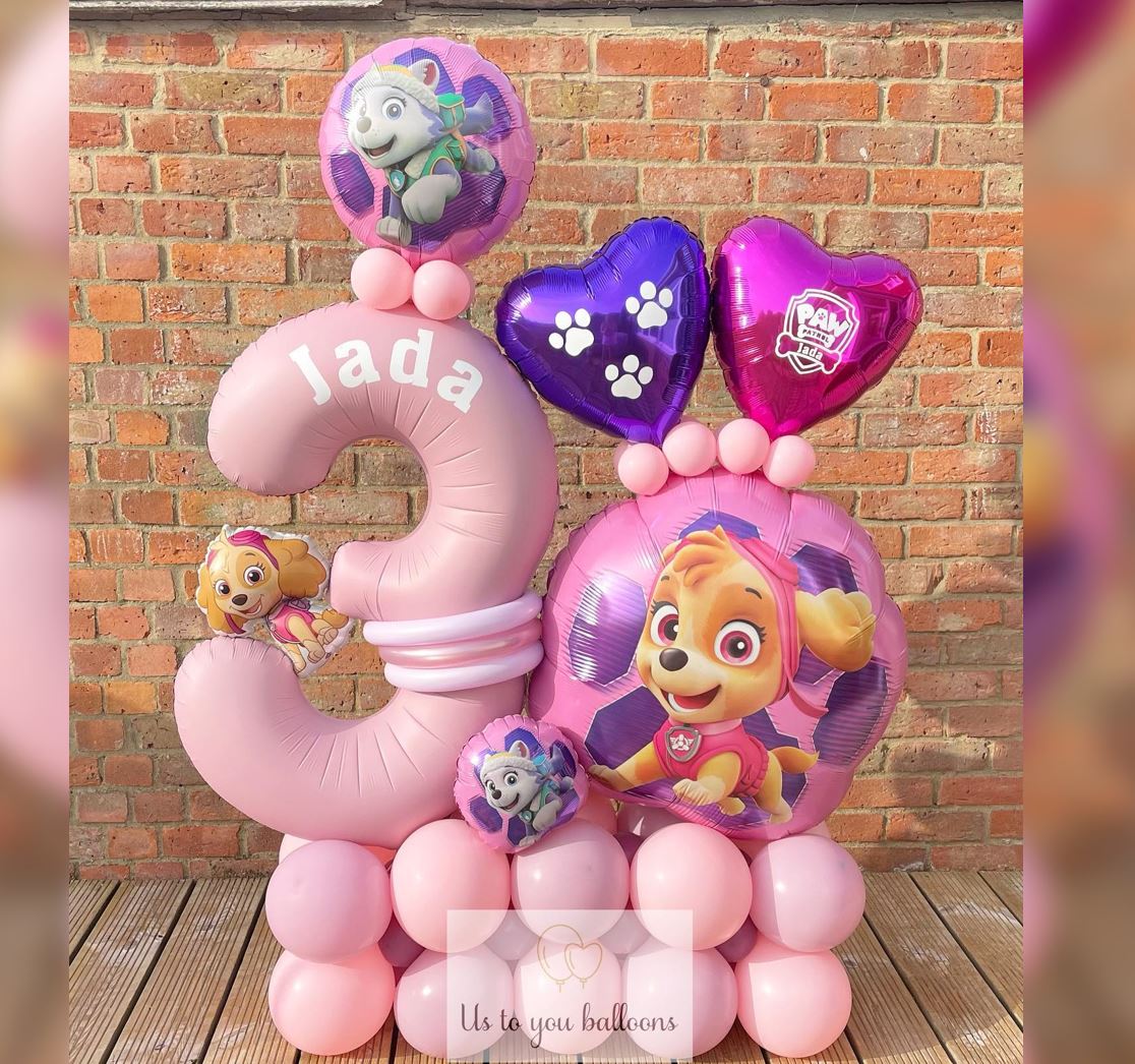 Paw Patrol Girls 3rd Birthday Cluster Balloon Bouquet