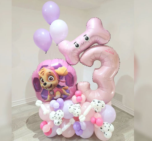 3rd Birthday Paw Patrol Girl Cluster Balloon Bouquet