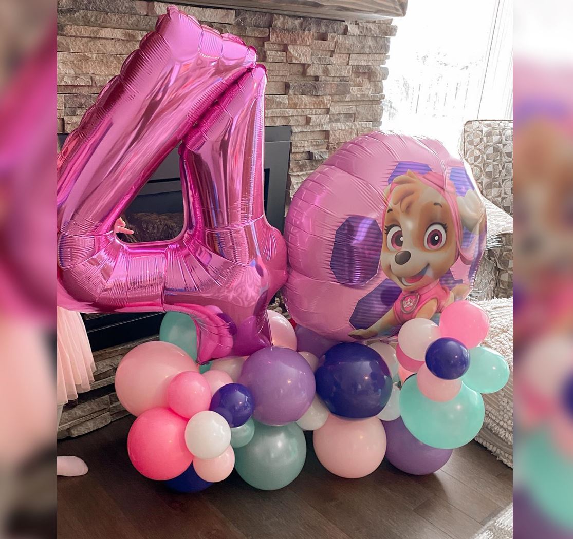 4th Birthday Paw Patrol Girls Cluster Balloon Bouquet