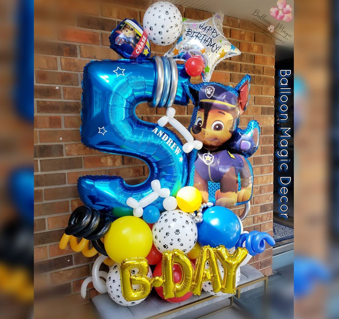 Paw Patrol Theme 5th Birthday Cluster Balloon Bouquet