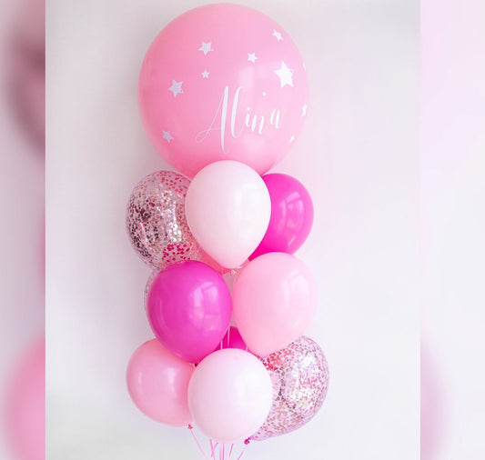 Pink And White Theme Jumbo Latex Balloon Bouquet
