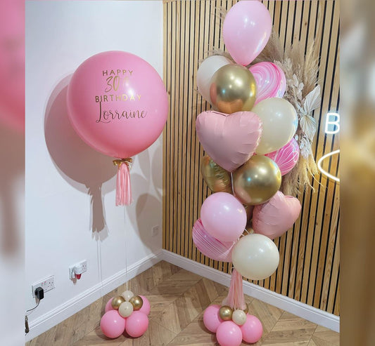 Supershape Jumbo Latex Pink And Theme Balloon Bouquet
