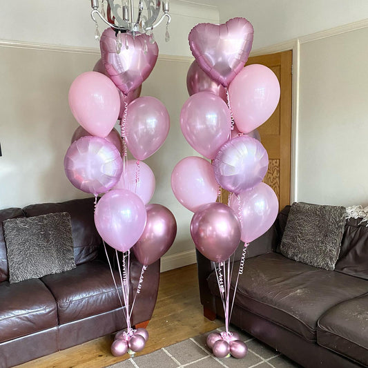 Hearts And Round Theme Pink Balloon Bouquet