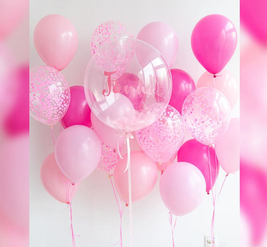 Glitter And Bubble Theme Pink Balloons Bouquet