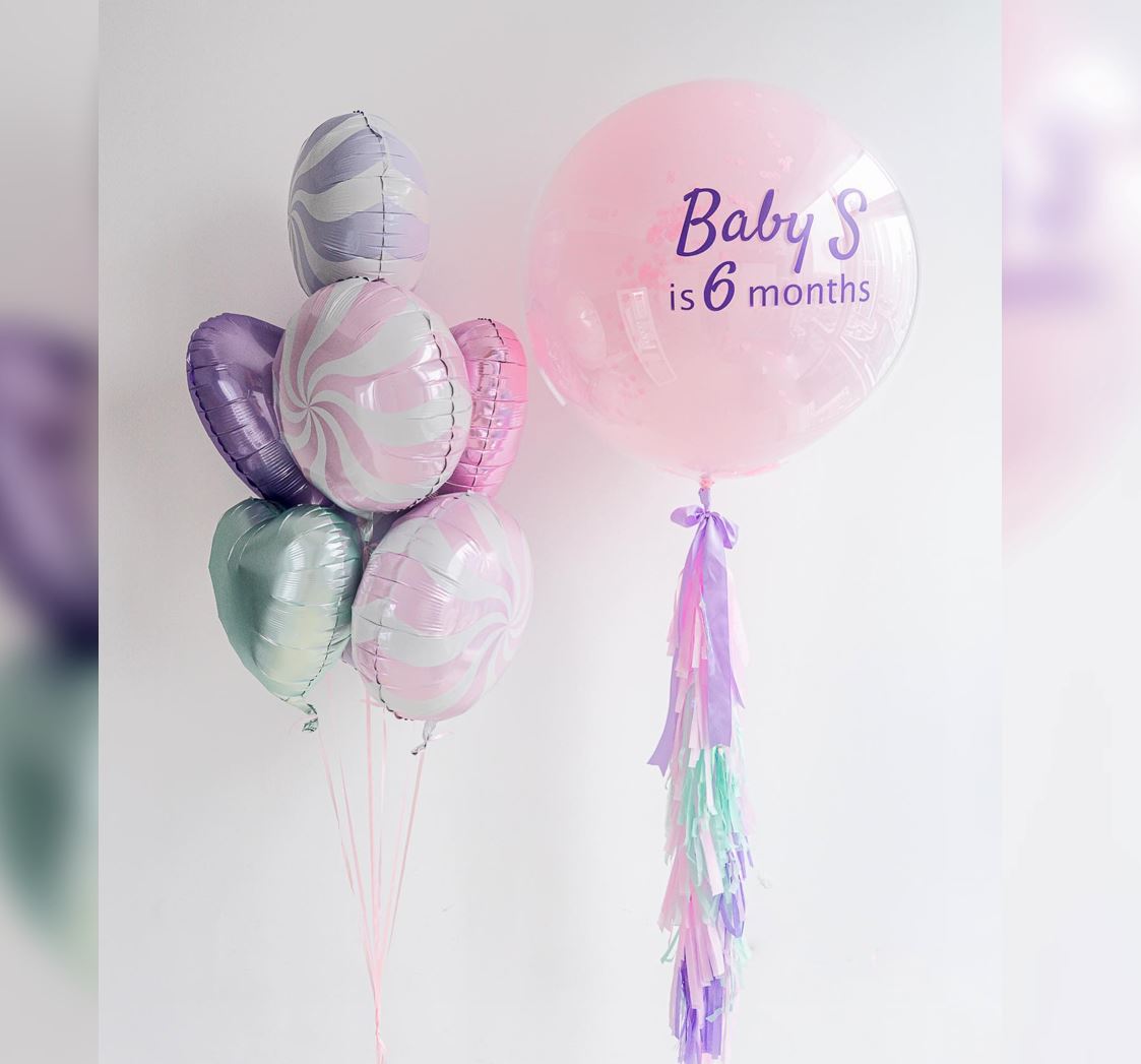 Candy Swirl, Heart And Bubble Theme Balloon Bouquet