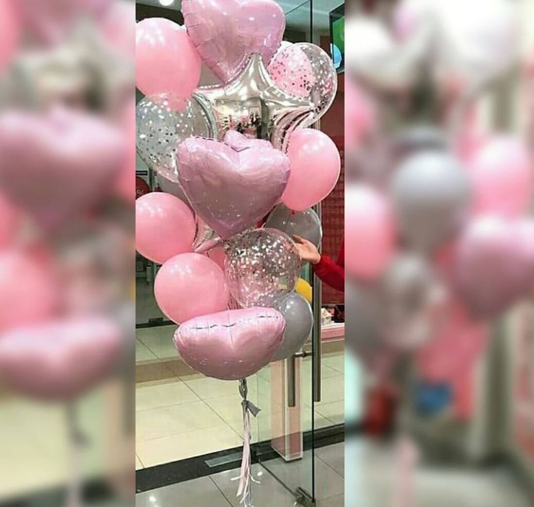 Star And Heart Theme Pink Balloon Bouquet