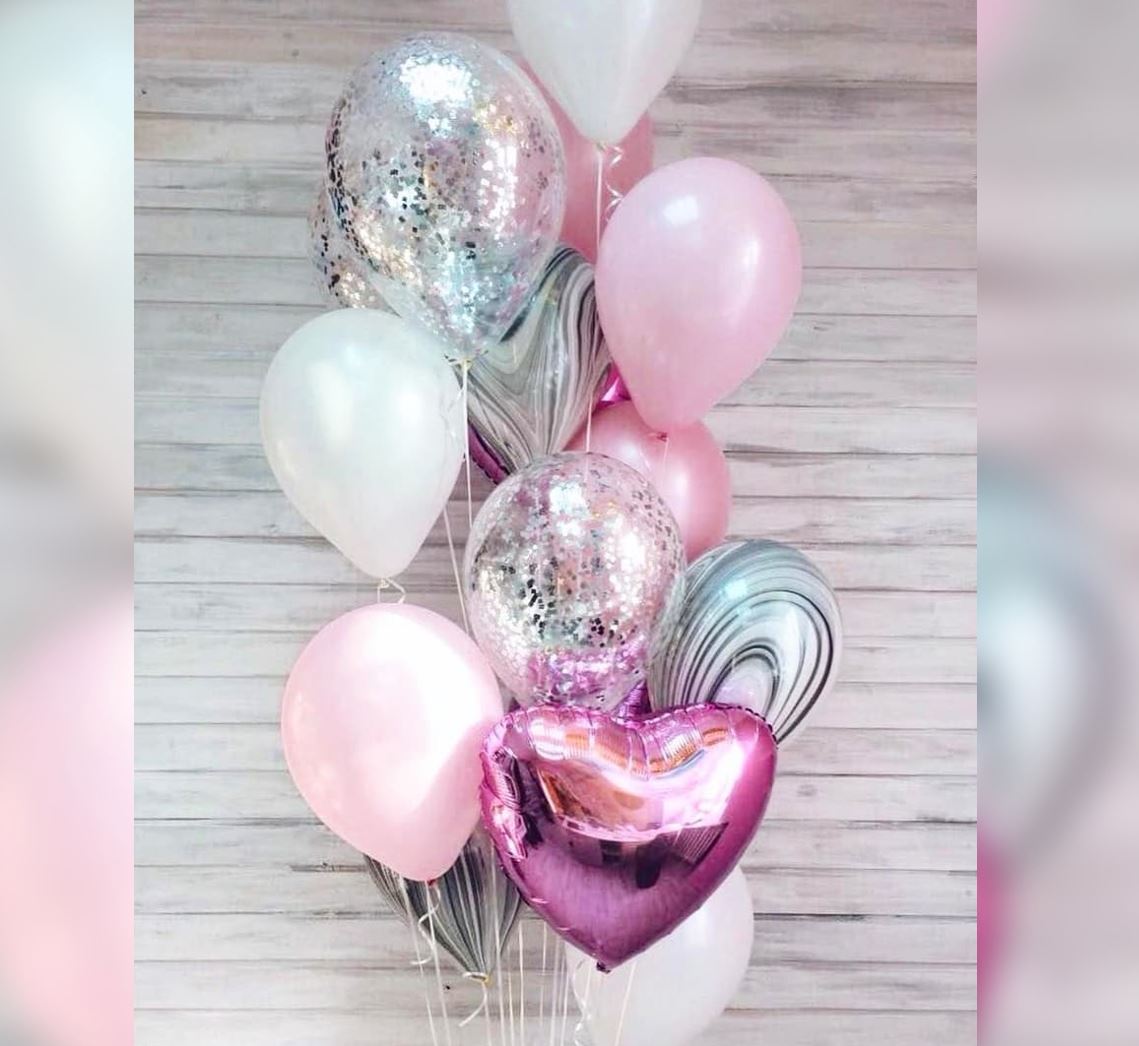 Glitter And Heart Theme Balloon Bouquet