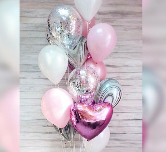 Glitter And Heart Theme Balloon Bouquet