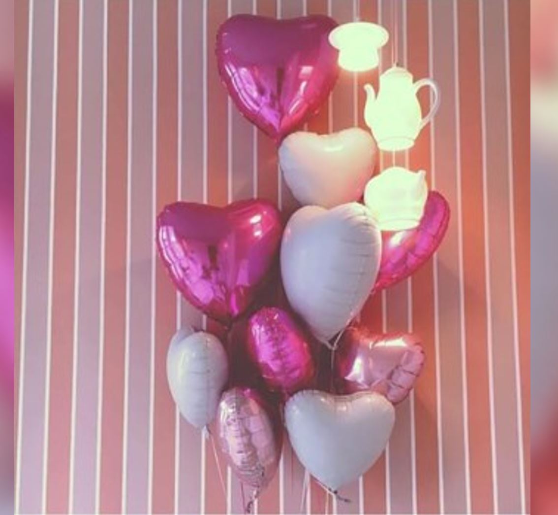 Pink Abd White Heart Balloon Bouquet