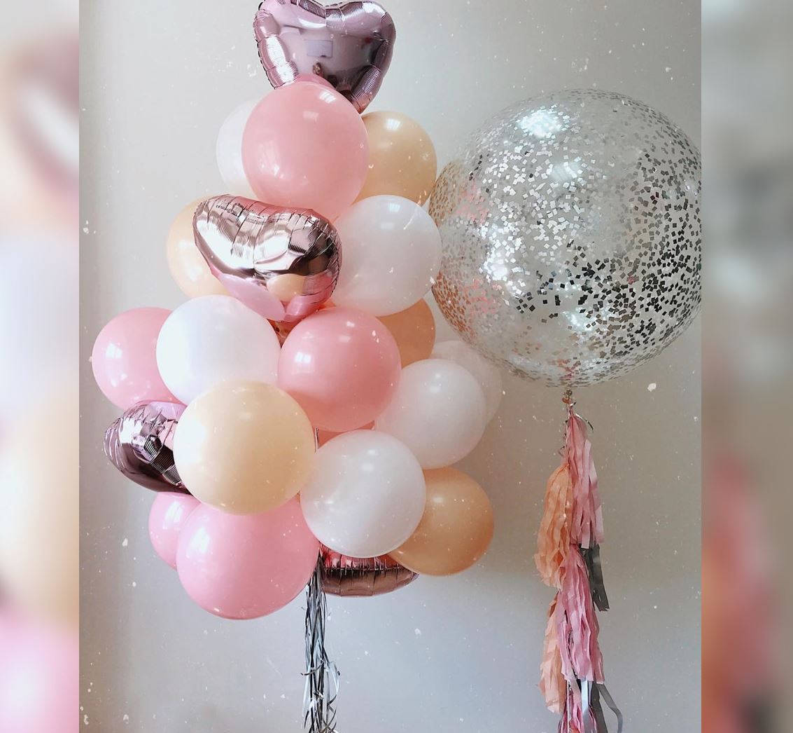 Pink And White Theme Bubble Balloon Bouquet