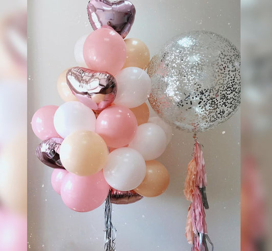 Pink And White Theme Bubble Balloon Bouquet