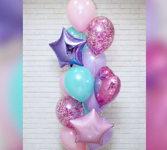 Star And Heart Pink Theme Balloon Bouquet 
