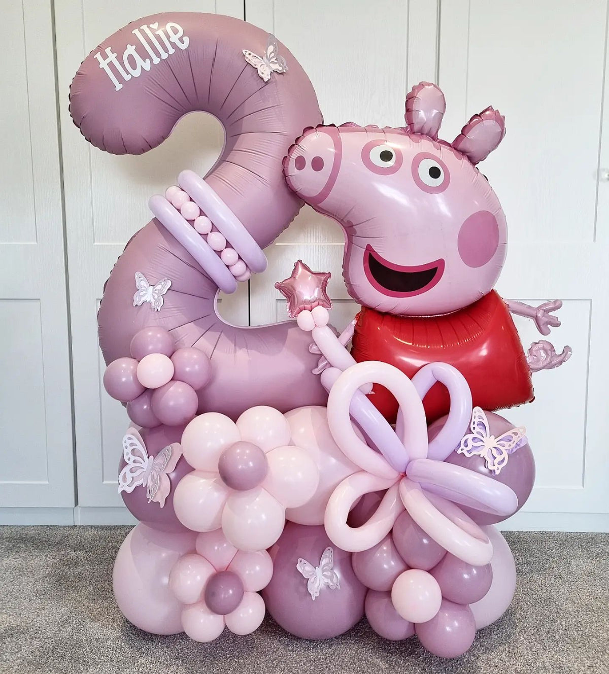 Jumbo Size Peppa Pig & Supershape Number Latex Balloon Bouquet