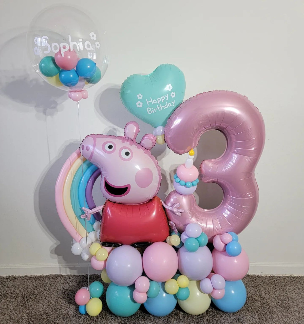 Peppa Pig & Supershape Number  Balloon Bouquet