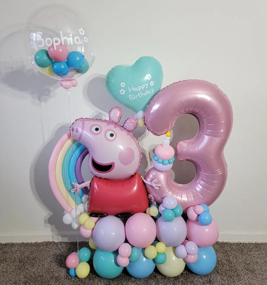 Peppa Pig & Supershape Number  Balloon Bouquet