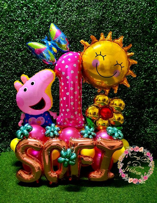 Peppa Pig & Number "1" With Supershape Foil Balloon Bouquet