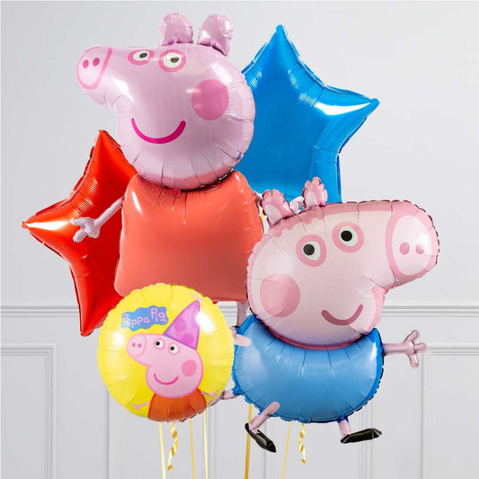18" Round & Star Foil Supershape Peppa Pig Balloon Bouquet