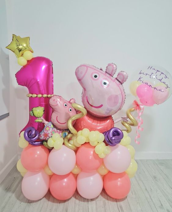 Peppa Pig Pastel Pink Balloon Bouquet