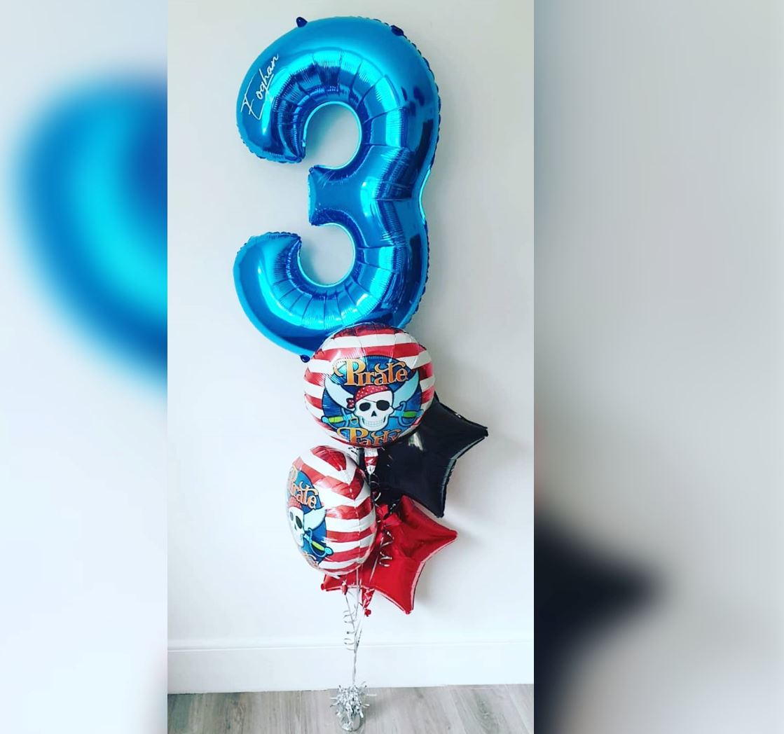 3rd Birthday Pirate Skull Theme Balloon Bouquet