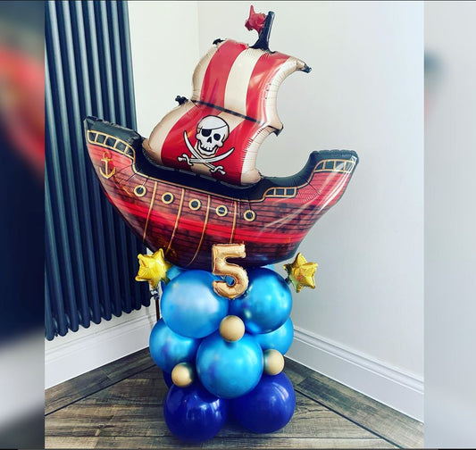 Pirate Ship Theme 5th Birthday Balloon Bouquet