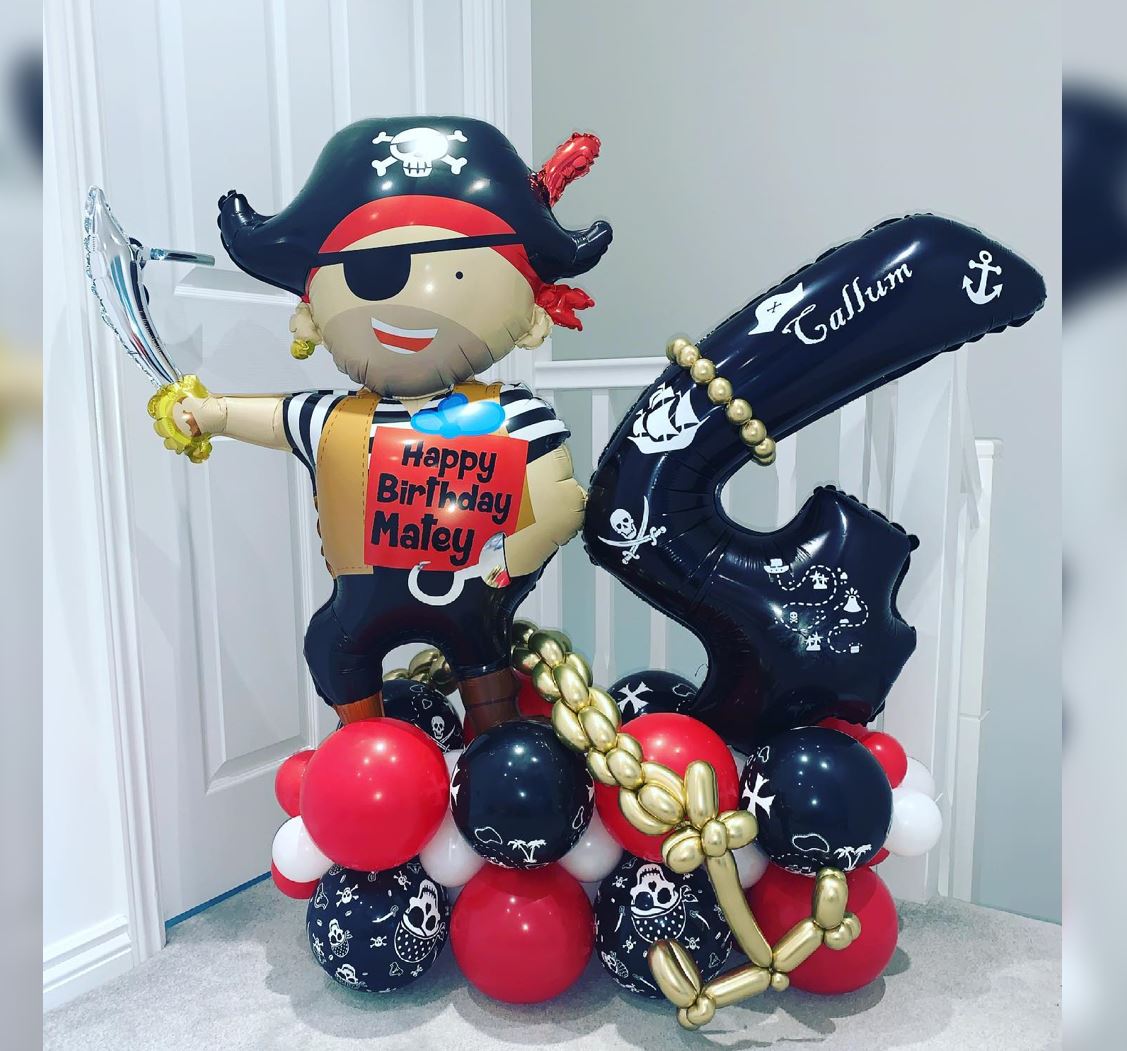 4th Birthday Pirate Boy Cluster Balloon Bouquet