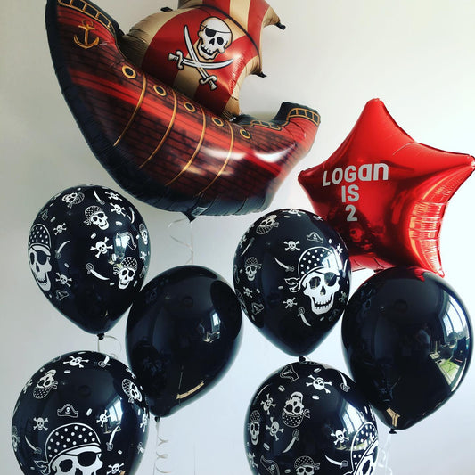 Pirate Ship And Skull Birthday Balloon Bouquet