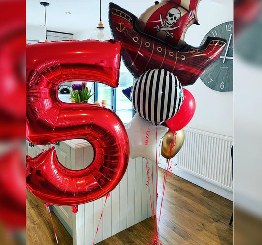 Pirate Ship 5th Birthday Balloon Bouquet