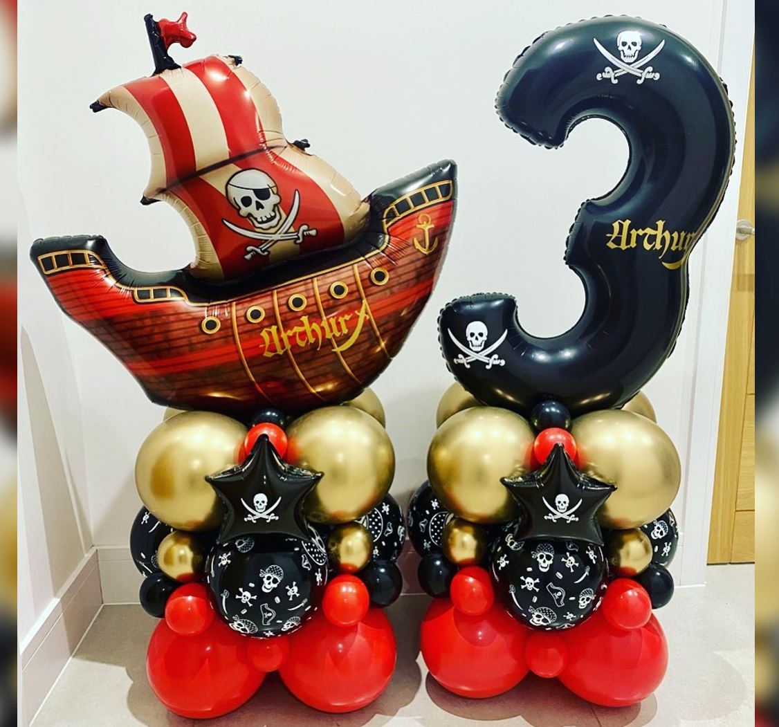 3rd Birthday Pirate Ship Cluster Balloon Bouquet