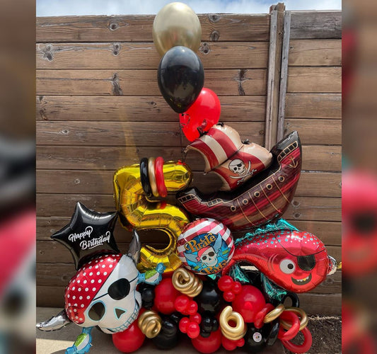 5th Birthday Pirate Skull & Ship Balloon Bouquet