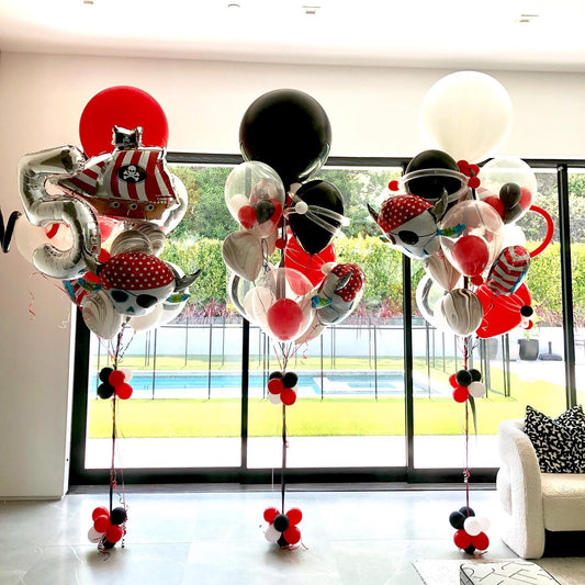 5th Birthday Pirate Skull And Ship Balloon Bunches