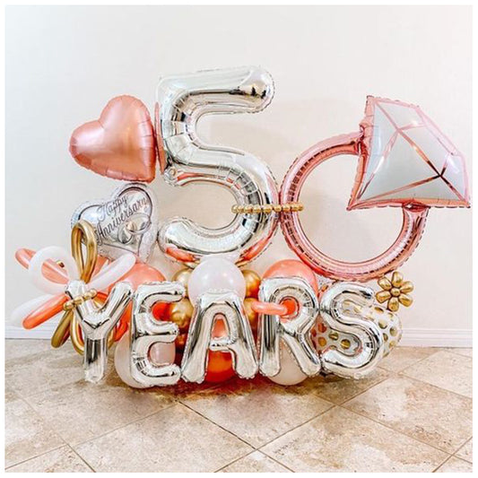 CELEBRATE 50th YEARS HAPPY ANNIVERSARY BALLOON SCULPTURE 