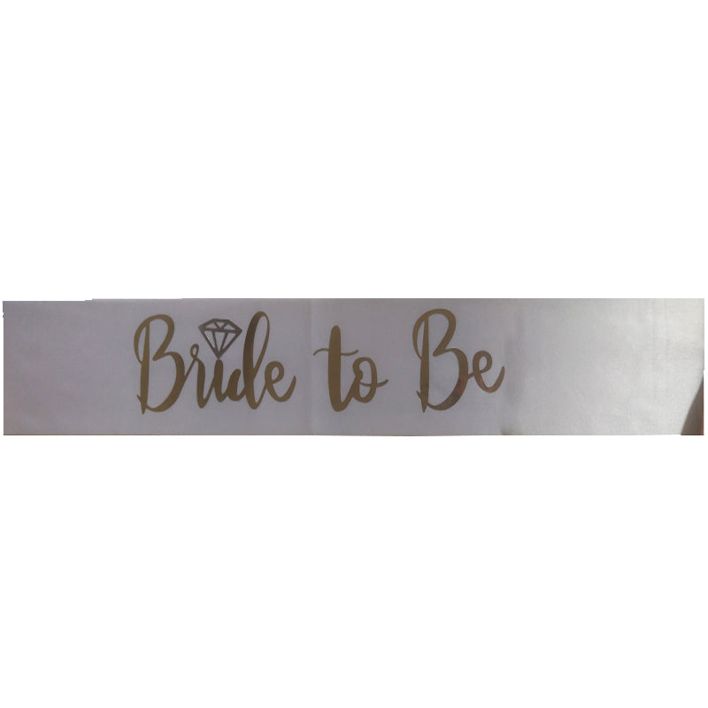 Bride to Be Satin Sash White with Gold