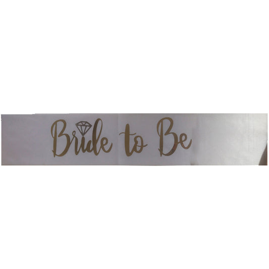 Bride to Be Satin Sash White with Gold
