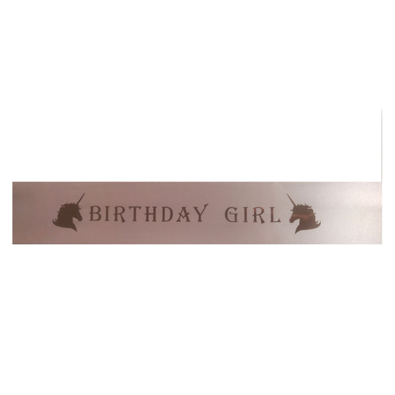 LIGHT PINK WITH GOLD BIRTHDAY GIRL UNICORN SASH 