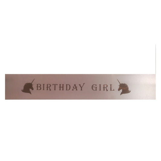 LIGHT PINK WITH GOLD BIRTHDAY GIRL UNICORN SASH 